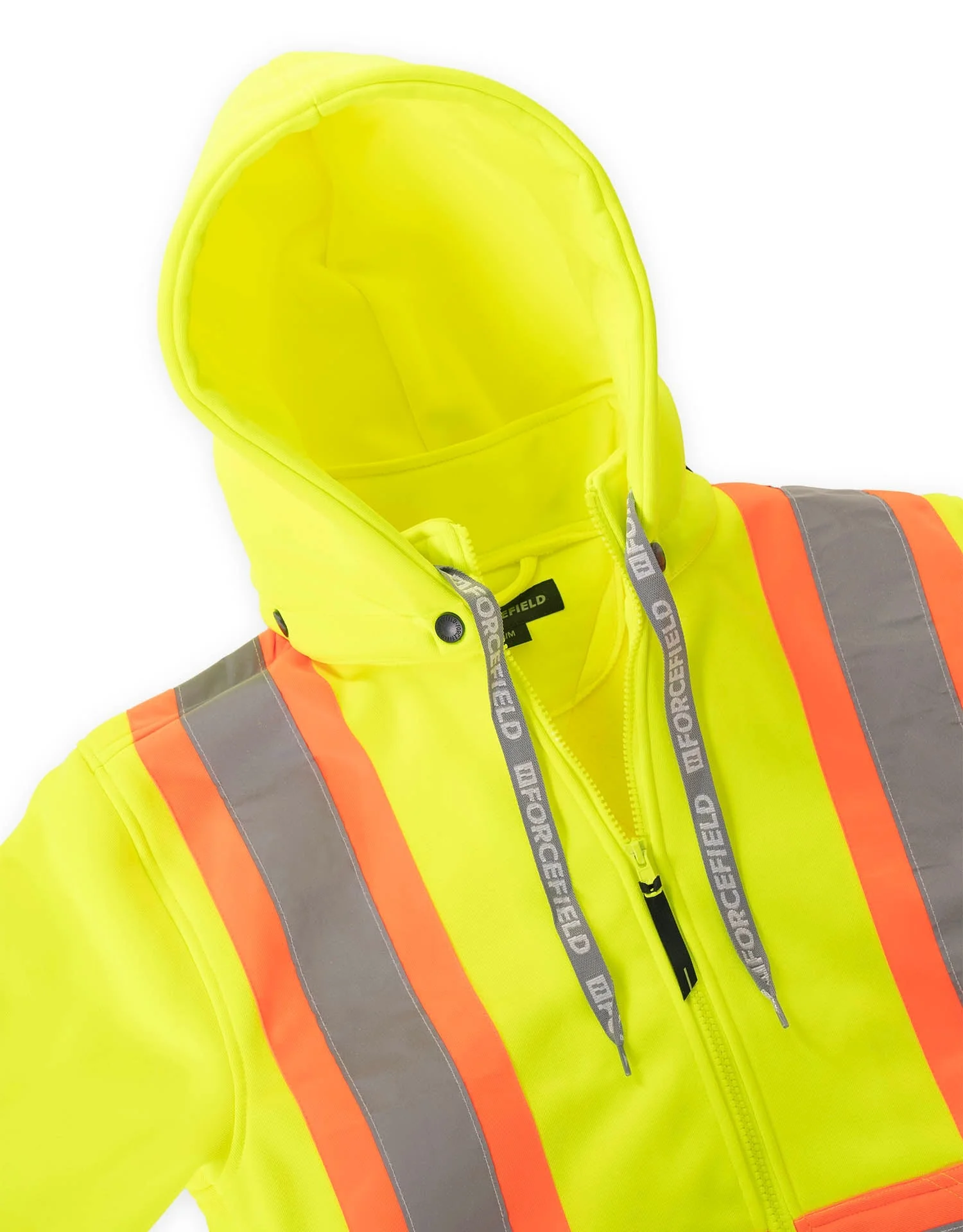 Forcefield Women's Hi Vis Lime Safety Hoodie with Detachable Hood - Image 6