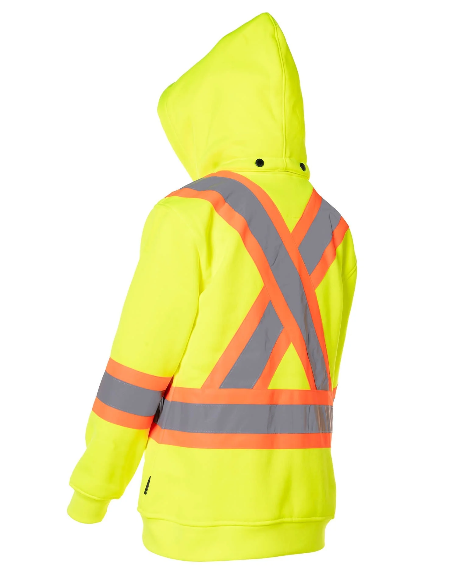 Forcefield Women's Hi Vis Lime Safety Hoodie with Detachable Hood - Image 8