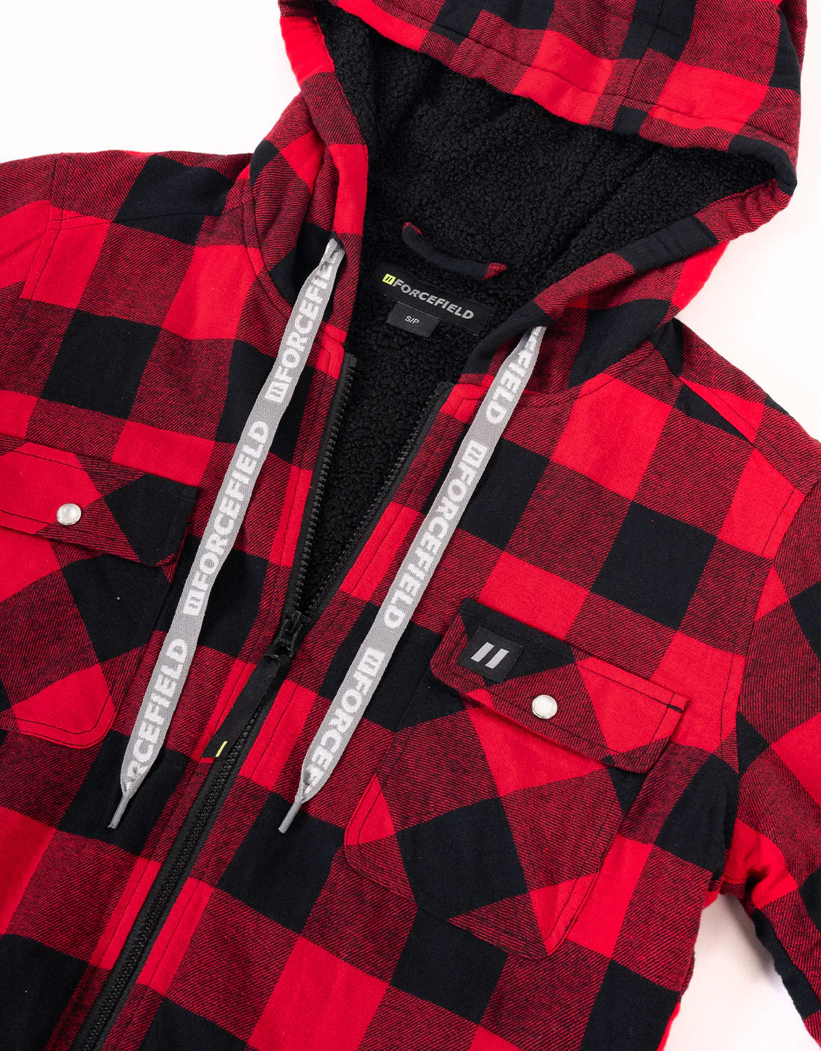 Forcefield Women's Hooded Sherpa-Lined Buffalo Plaid Flannel Shirt jacket - Image 3