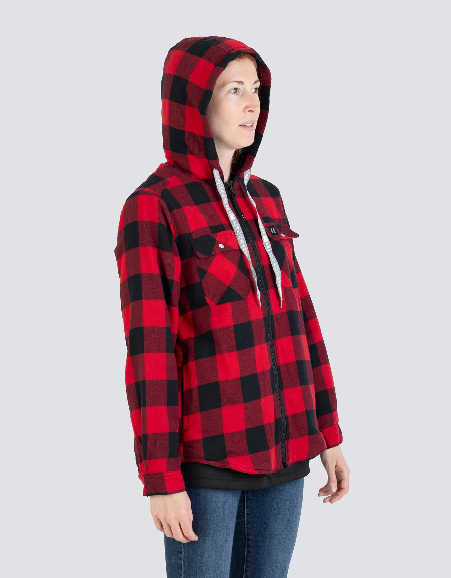 Forcefield Women's Hooded Sherpa-Lined Buffalo Plaid Flannel Shirt jacket - Image 8