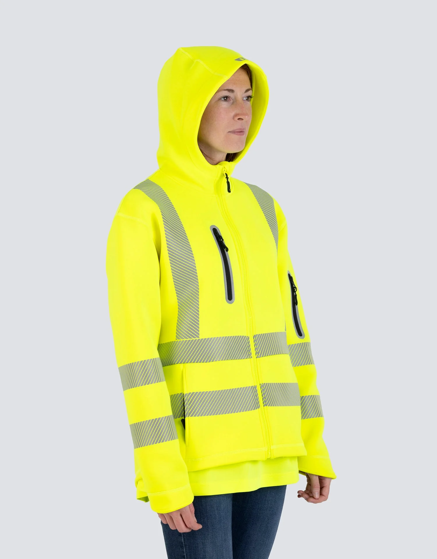 Forcefield Women's Lime Technical Safety Zip-Up Softshell Hoodie - Image 8